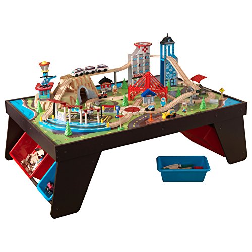 kidkraft grand central station train set and table
