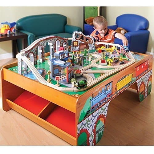 wooden train with table